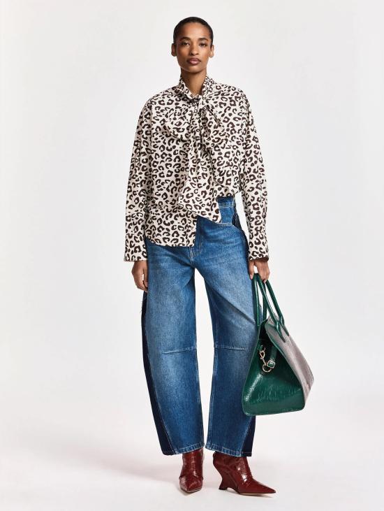 26FW 에센셜앤트워프 블라우스 카미시아 오버사이즈 마쿨라타 콘 피오코 베이지 - ESSENTIEL ANTWERP