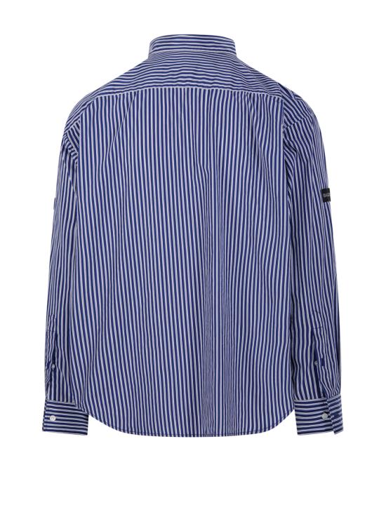 26SS 발렌시아가 스트라이프 로고 패치 셔츠 857814 TTM34 8502 NAVY WHITE - BALENCIAGA