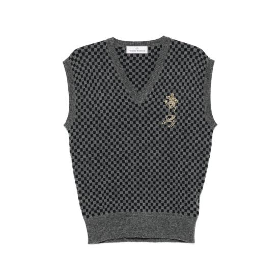 26FW 비비안웨스트우드 니트 베스트 2701003H C00AF O102 GREY BLACK