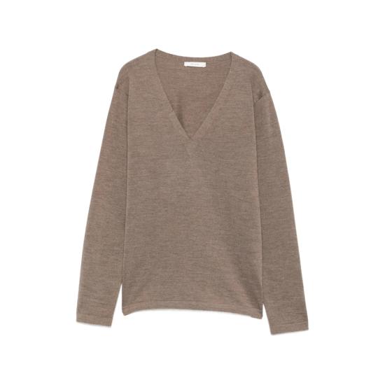26FW 더로우 V넥 긴팔 니트 스웨터 V넥 긴팔 니트 스웨터 R000702 Y1026 TPM BROWN