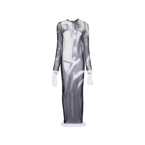 26FW 장 폴 고티에 롱 원피스 DR191 M031P 00201 BLACK WHITE