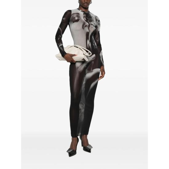 26FW 장 폴 고티에 롱 원피스 DR191 M031P 00201 BLACK WHITE - JEAN PAUL GAULTIER