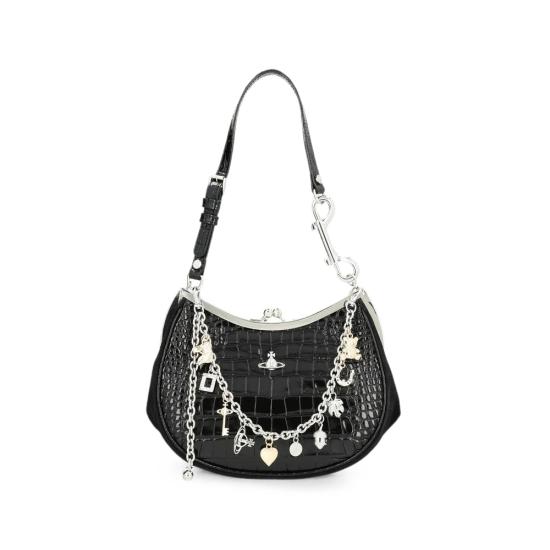 26FW 비비안웨스트우드 카프스킨 스몰 로고 토트백 카프스킨 스몰 로고 토트백 4B01000PW L0098 N401 BLACK