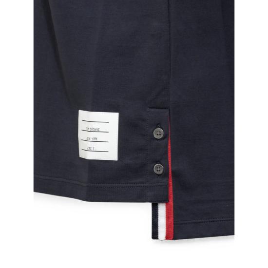 26FW 톰브라운 미디움 웨이트 저지 팁 포켓 크루넥 티셔츠 MJS010A 01454 415 BLUE - THOM BROWNE