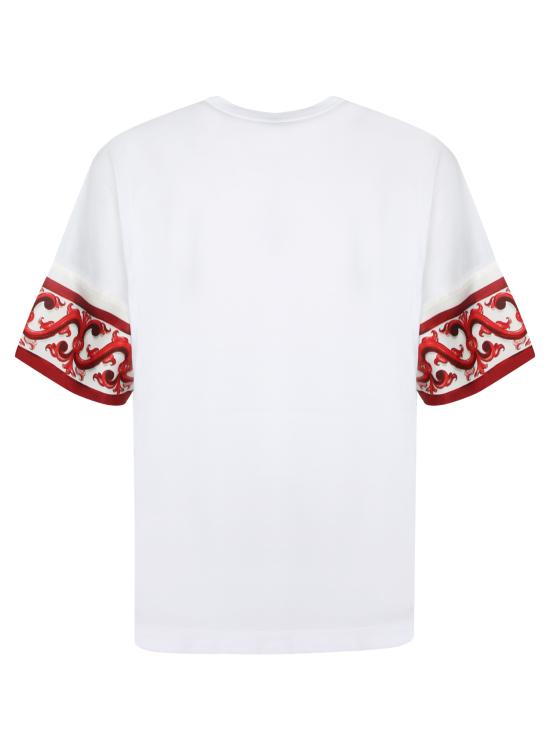 27FW 돌체앤가바나 마졸리카 프린트 코튼 티셔츠 G8SB2T G7P5H I15DQ Red - DOLCE & GABBANA