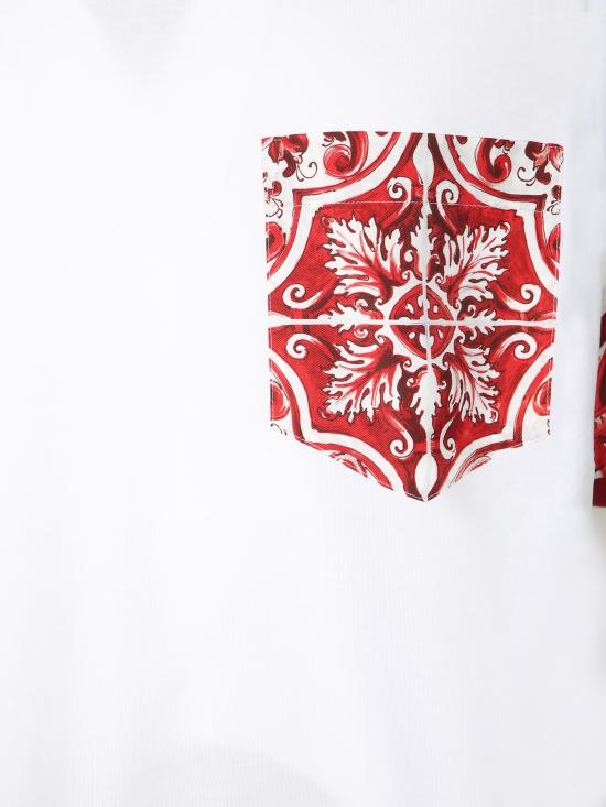27FW 돌체앤가바나 마졸리카 프린트 코튼 티셔츠 G8SB2T G7P5H I15DQ Red - DOLCE & GABBANA