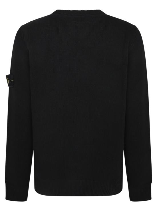 27FW 스톤 아일랜드 램스울 립드 트림 레귤러 핏 크루넥 스웨터 5100072 S00A3 V0029 Black - STONE ISLAND