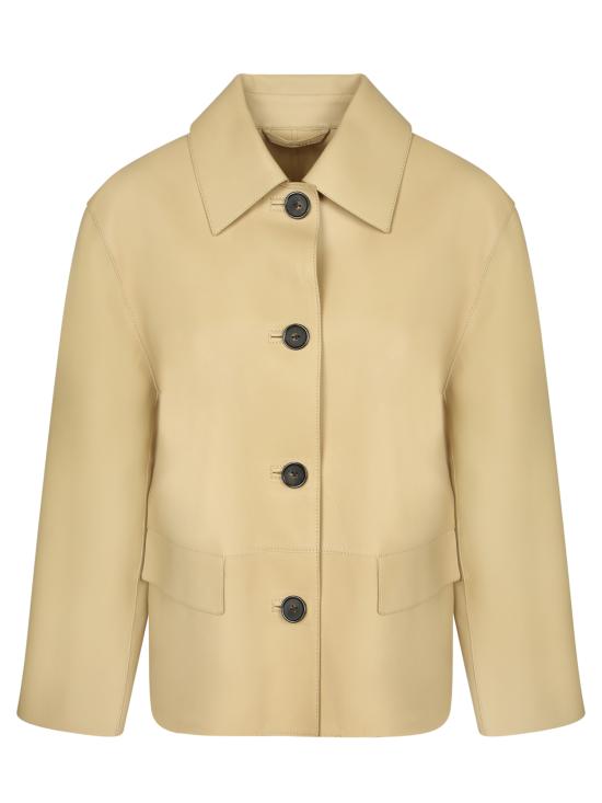 27FW 토템 본딩 가죽 재킷 263WRO0329 LE0056 378 Beige