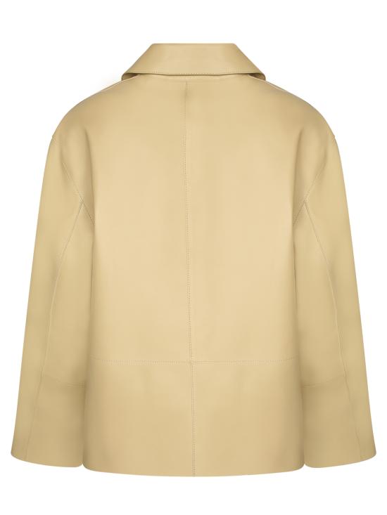 27FW 토템 본딩 가죽 재킷 263WRO0329 LE0056 378 Beige - TOTEME