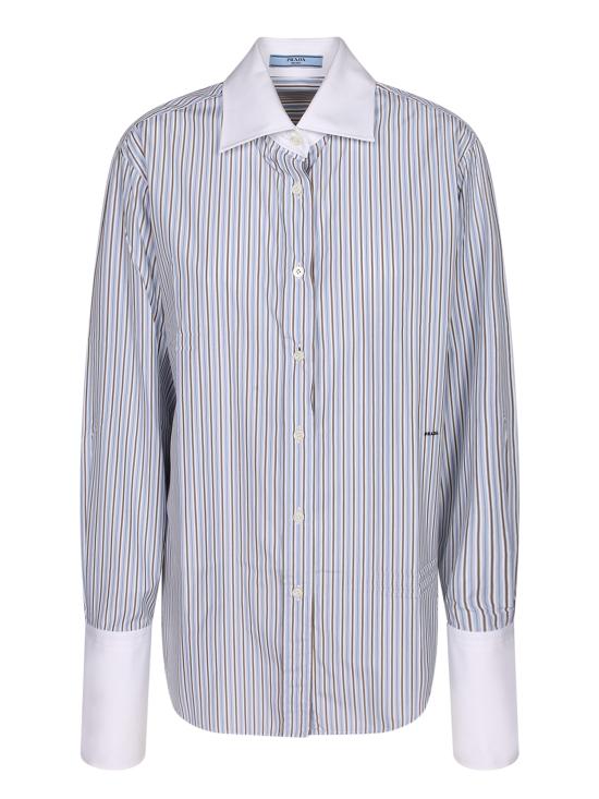 27FW 프라다 스트라이프 팝린 셔츠 P465JR 1H1K F0012 Blue