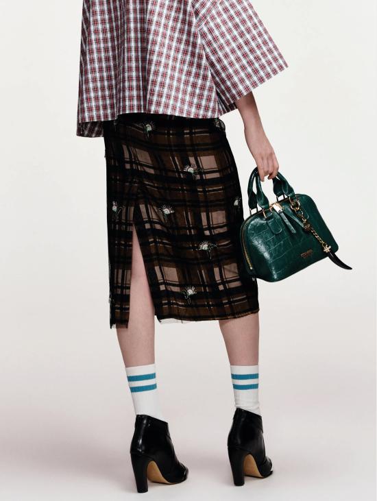 26FW 에센셜앤트워프 미디 스커트 Tulle a Quadri ed Applicazioni Marrone의 Gonna Dritta - ESSENTIEL ANTWERP