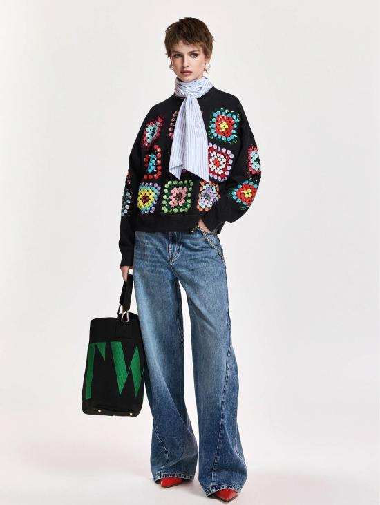 26FW 에센셜앤트워프 스웨터 Felpa Decorata con Ricami e Paillettes 멀티컬러 - ESSENTIEL ANTWERP