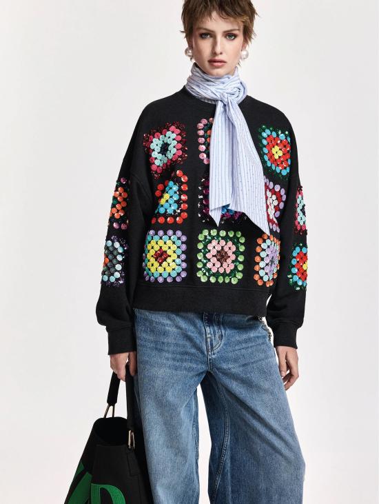 26FW 에센셜앤트워프 스웨터 Felpa Decorata con Ricami e Paillettes 멀티컬러