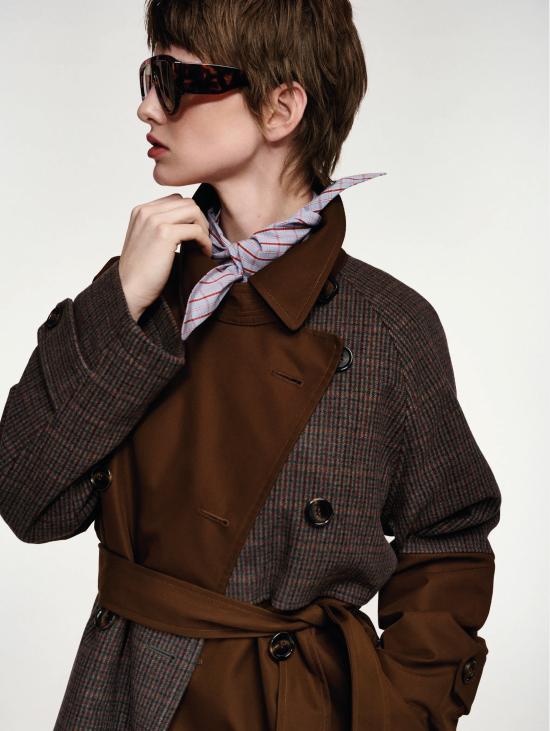 26FW 에센셜앤트워프 코트 트렌치 도피오페토 컬러 블록 Marrone/Grigio - ESSENTIEL ANTWERP