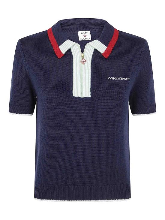 26FW 카사블랑카 폴로 티셔츠 WPF26KW85601NAVY BLUE