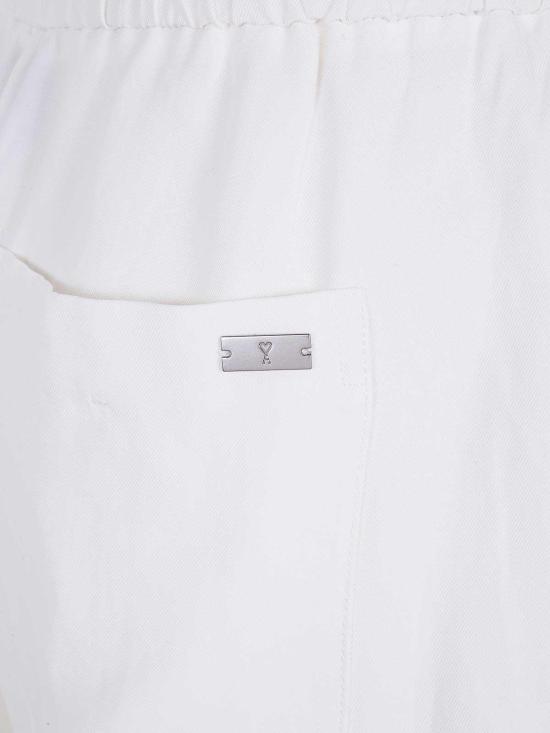 25FW 아미 블렌디드 리넨 엘라스티케이티드 웨이스트 트라우저 FTR868VI0052136 White - AMI