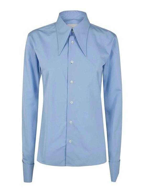 25FW 아미 블렌디드 실크 샤프 칼라 어드저스티드 셔츠 FSH817CO0063484 BLUE