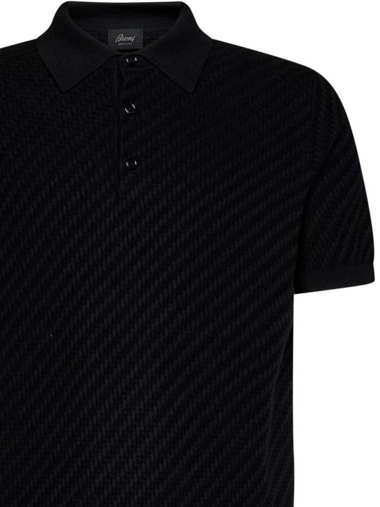 26FW 브리오니 코튼 실크 캐시미어 트라마 위브 폴로 셔츠 UMR20OPAK221000 Black - BRIONI