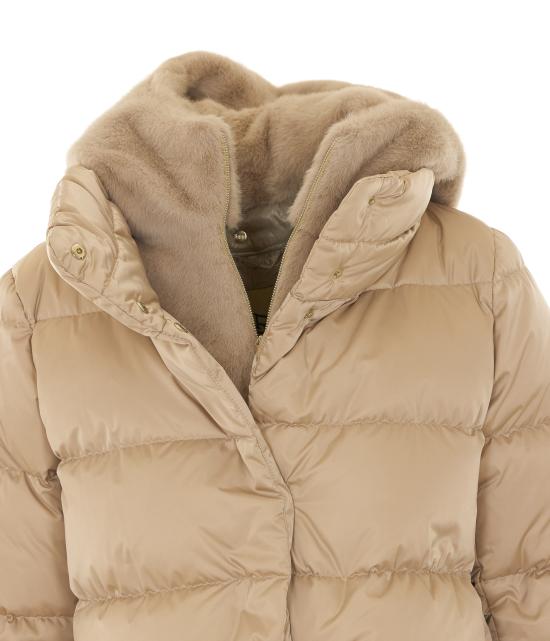 26FW 에르노 새틴 & 뉴 레이디 퍼 A셰이프 다운 자킷 PI001934D 12170Z1985 Beige - HERNO