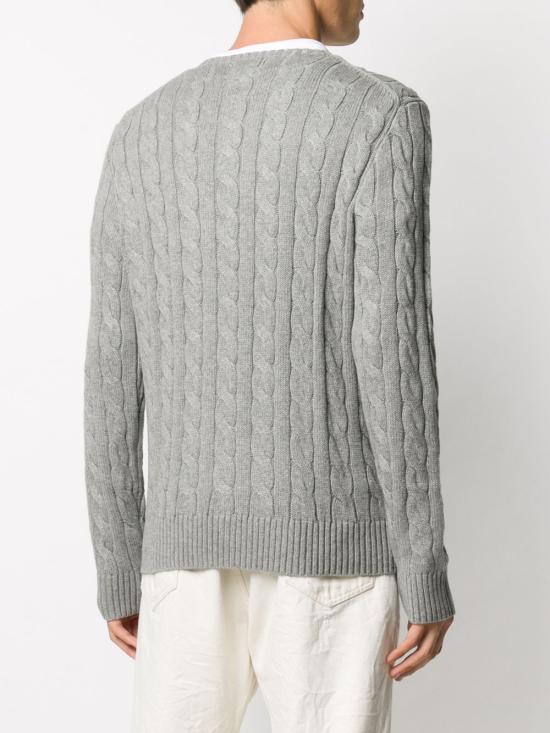 26FW 폴로 랄프로렌 로고 자수 케이블 니트 스웨터 710775885 013 GRIGIO - POLO RALPH LAUREN