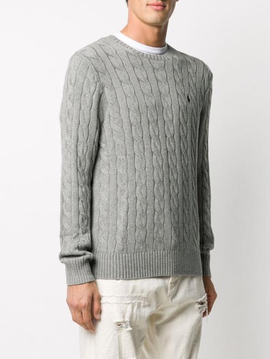 26FW 폴로 랄프로렌 로고 자수 케이블 니트 스웨터 710775885 013 GRIGIO - POLO RALPH LAUREN
