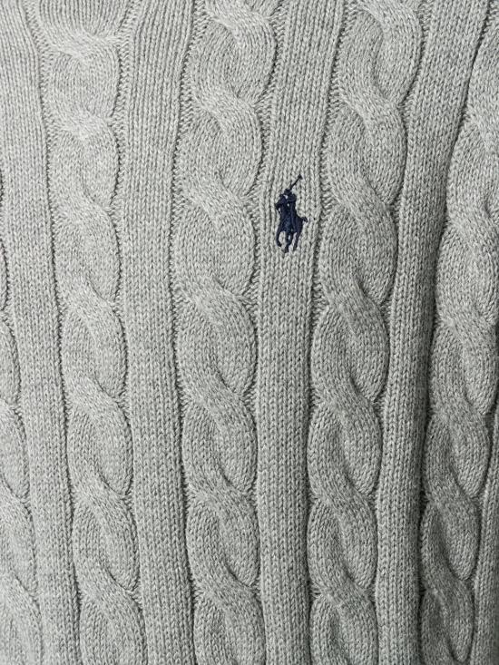 26FW 폴로 랄프로렌 로고 자수 케이블 니트 스웨터 710775885 013 GRIGIO - POLO RALPH LAUREN