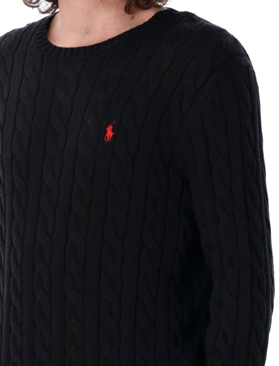 26FW 폴로 랄프로렌 로고 자수 케이블 니트 스웨터 710775885 012 Nero - POLO RALPH LAUREN