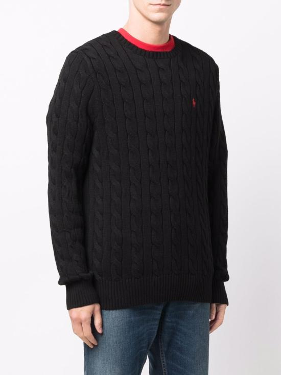 26FW 폴로 랄프로렌 로고 자수 케이블 니트 스웨터 710775885 012 NERO - POLO RALPH LAUREN