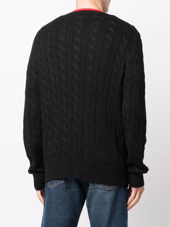 26FW 폴로 랄프로렌 로고 자수 케이블 니트 스웨터 710775885 012 NERO - POLO RALPH LAUREN