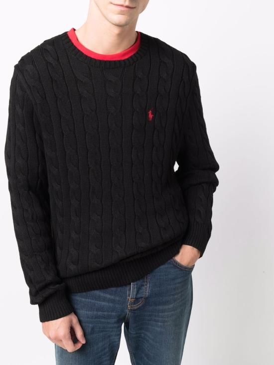 26FW 폴로 랄프로렌 로고 자수 케이블 니트 스웨터 710775885 012 NERO - POLO RALPH LAUREN