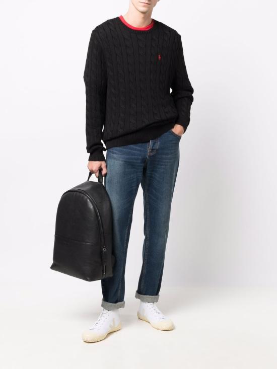 26FW 폴로 랄프로렌 로고 자수 케이블 니트 스웨터 710775885 012 NERO - POLO RALPH LAUREN