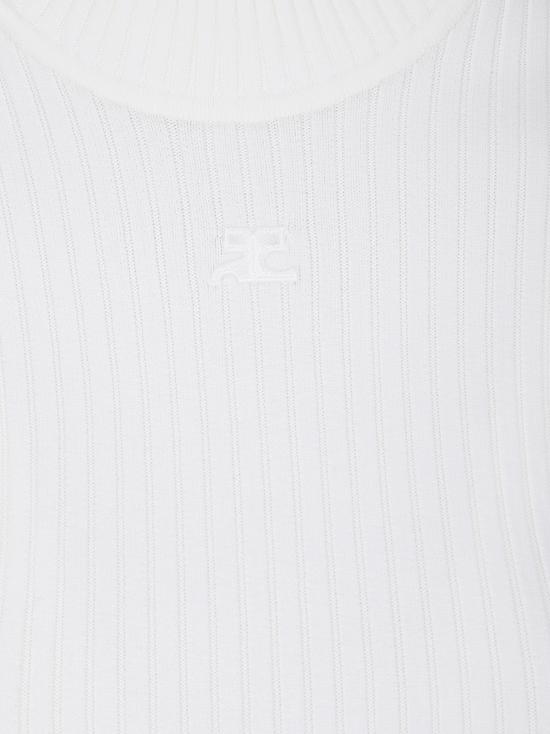 26FW 쿠레쥬 리에디션 니트 탑 숏슬리브 PERMPU026FI0001 0001 HERITAGE WHITE - COURREGES