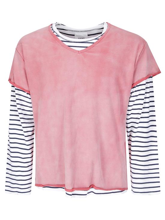 26FW 파운드 긴팔 티셔츠 FOPF26TT16012 6582 STRIPED OFF WHITE RED