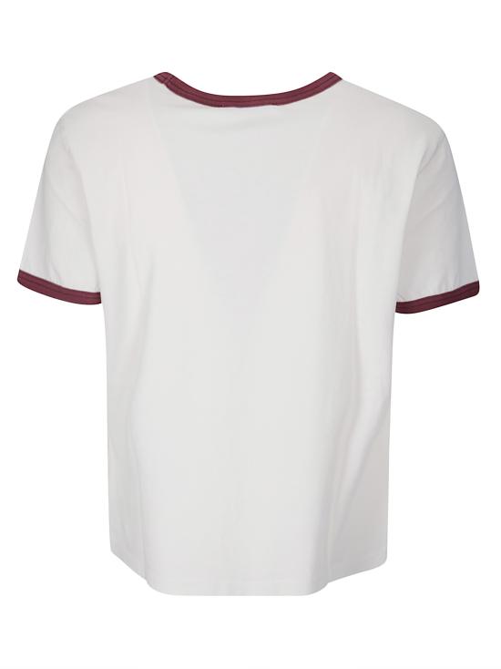 26FW 아크네 스튜디오 반팔 티셔츠 BL0442 CM7 OFF WHITE BURGUNDY - ACNE STUDIOS