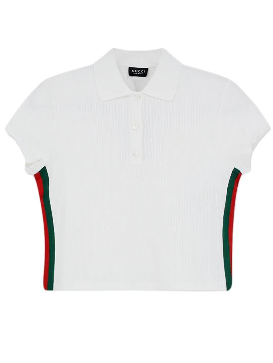 26FW 구찌 웹 리브 코튼 저지 폴로 셔츠 875665XJHYN 9000 BIANCO