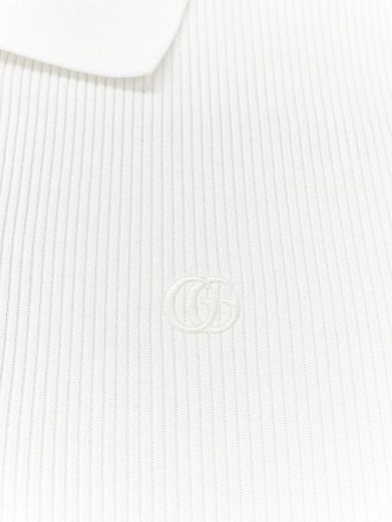 26FW 구찌 웹 리브 코튼 저지 폴로 셔츠 875665XJHYN 9000 BIANCO - GUCCI