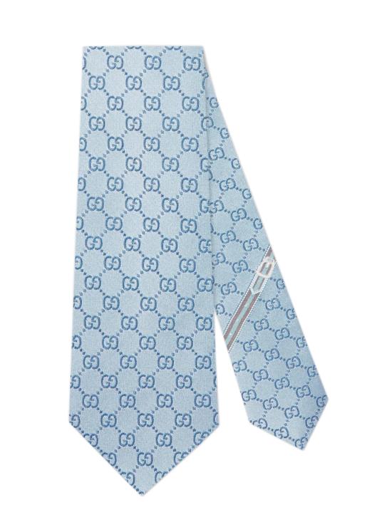 26FW 구찌 GG 패턴 실크 타이 4565204B002 4968 AZZURRO
