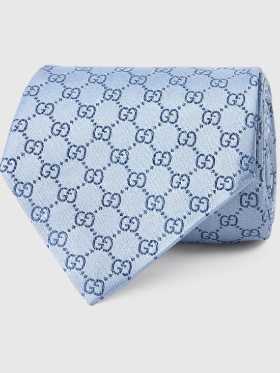 26FW 구찌 GG 패턴 실크 타이 4565204B002 4968 AZZURRO - GUCCI