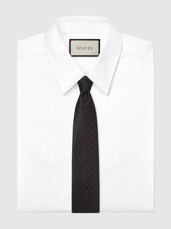 26FW 구찌 GG 패턴 실크 타이 4565204B002 1000 NERO - GUCCI