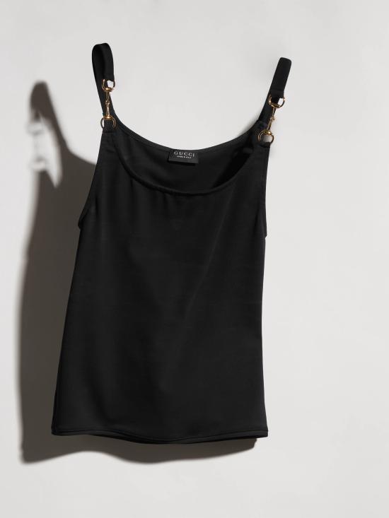 26FW 구찌 홀스빗 비스코스 크레이프 저지 탑 872686XUAPP 1000 NERO - GUCCI