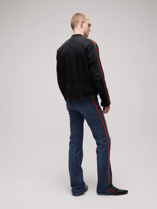 26FW 구찌 웹 디테일 코튼 데님 스트레이트 팬츠 875555XDDH0 4011 Blu - GUCCI