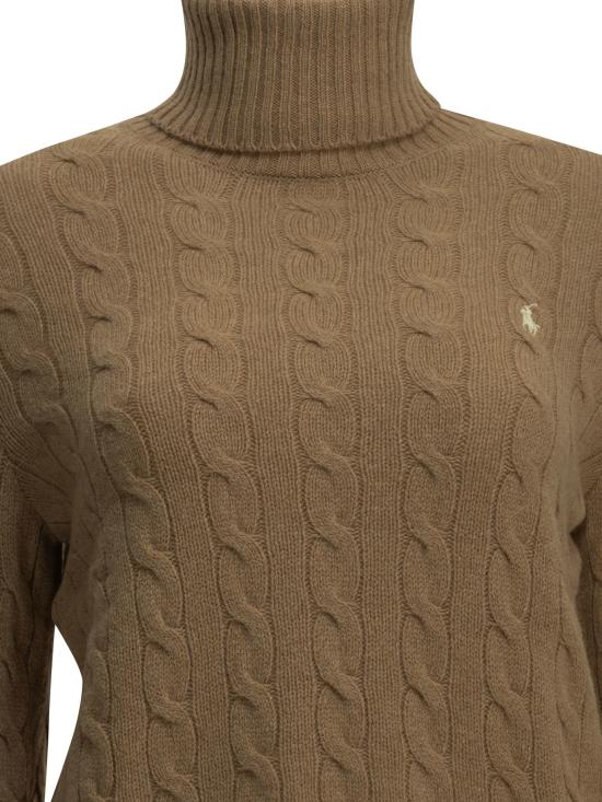 26FW 폴로 랄프로렌 터틀넥 로고가 있는 터틀넥 스웨터 니트 베이지 - POLO RALPH LAUREN