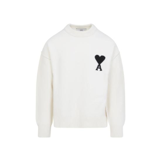 26FW 아미 빅 하트 울 크루넥 스웨터 UKS838 018 151 Cream