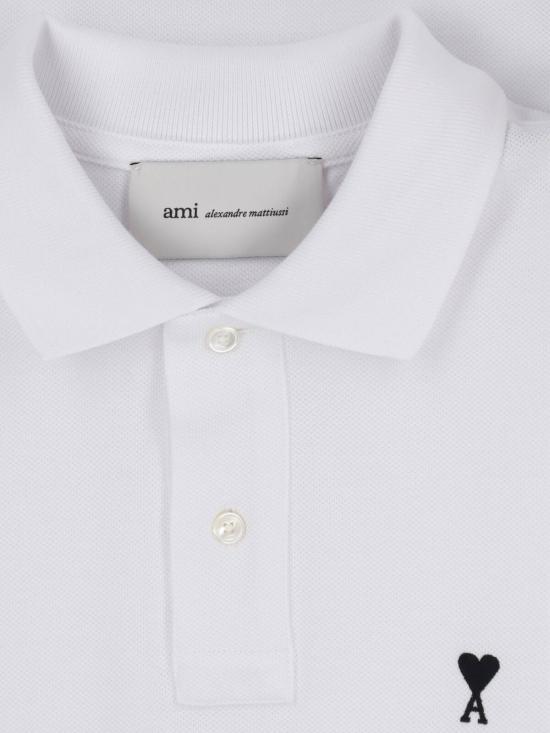 26FW 아미 스몰 하트 로고 폴로 티셔츠 HPL411 760 100 White - AMI