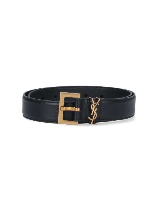 26FW 생로랑 카산드라 벨트 스퀘어 버클 스무스 레더 634437 BOO0W 1000 Black