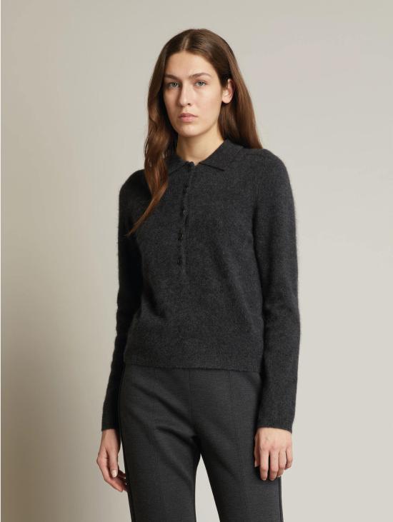 26FW 막스마라 폴로 티셔츠 Maglia Spazzolata Antracite Melange 폴로 셔츠
