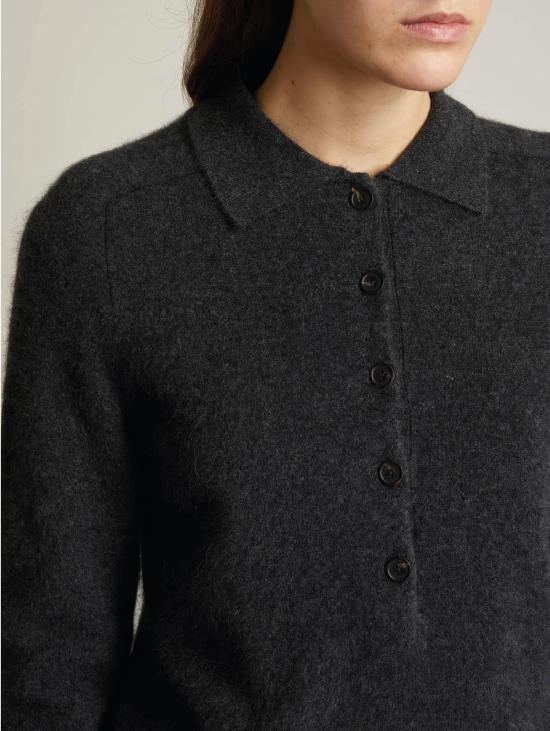 26FW 막스마라 폴로 티셔츠 Maglia Spazzolata Antracite Melange 폴로 셔츠 - MAX MARA