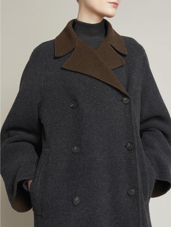 26FW 막스마라 코트 Lana Doppiopetto와 Maxi Martinala 앤트라사이트 소재의 카포토 - MAX MARA