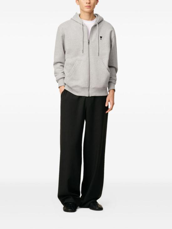26FW 아미 스몰 하트 로고 코튼 후드 집업 HSW765 7300951 GREY - AMI