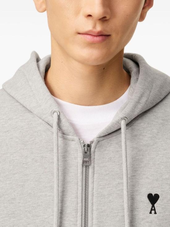 26FW 아미 스몰 하트 로고 코튼 후드 집업 HSW765 7300951 GREY - AMI
